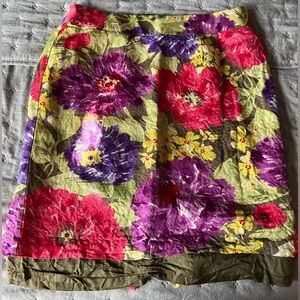 Linen Blend Banana Republic Floral Skirt